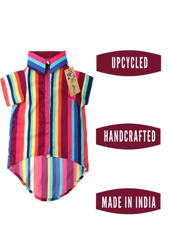 ويستيرن إرا قميص قطني مطبوع من ويسترن إيرا، قميص أساسي للكلاب يسمح بمرور الهواء، قميص فائق النعومة، قميص خفيف الوزن لطيف لحيواناتك الأليفة، ملابس مريحة للغاية للكلاب (طبعة مخططة ملونة) (كبير - 20 بوصة) - Image 3